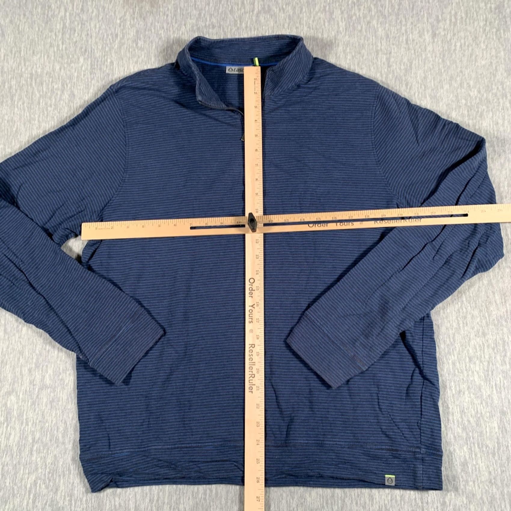 Vintage Tasc Performance Mens XL Blue Striped Quarter Zip Bamboo Blend Pullover Sweater Size US XL / EU 56 / 4 - 5 Thumbnail