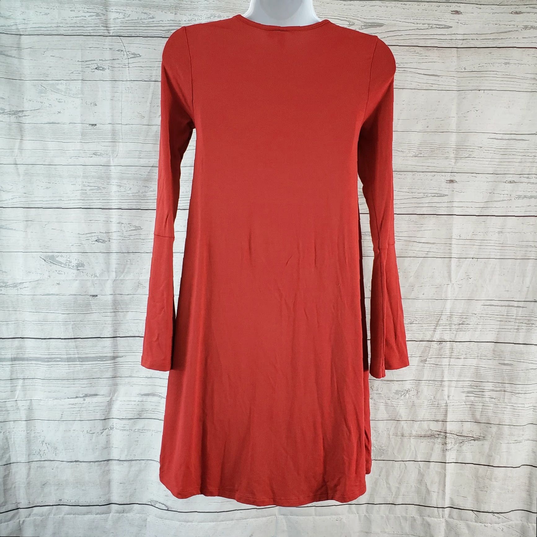 Asos ASOS Womens Long Sleeve Dress Sz 0 Solid Red Flare Sleeve Viscose Blend Dress-Short Mini Pattern: Solid, Size 0, Red, Regular, Womens Size XS / US 0-2 / IT 36-38 - 3 Thumbnail