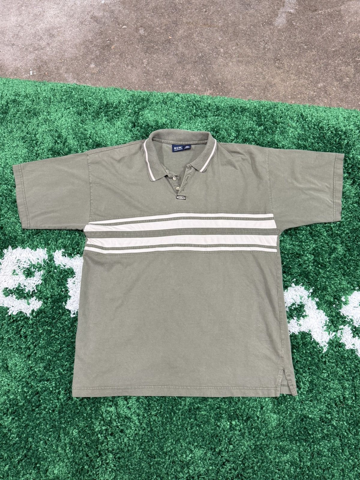 B.U.M Equipment × Vintage B.U.M Equipment Olive Green Polo 90s Y2k Stoner BUM Size US L / EU 52-54 / 3 - 1 Thumbnail