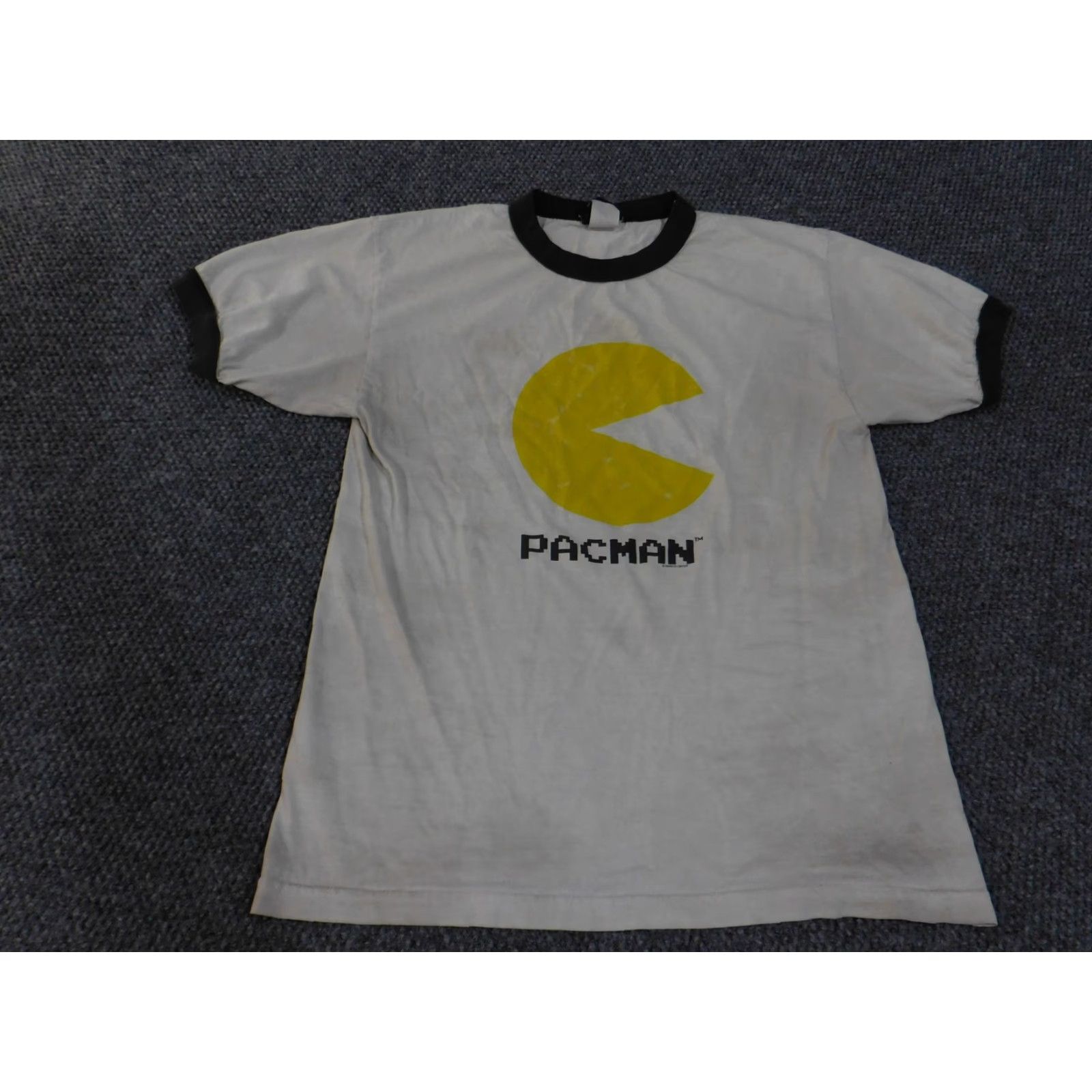 Vintage VINTAGE Pac-Man Shirt Mens Large White/Black Ringer Tee 80s Arcade Retro Graphic Print Mens Size US L / EU 52-54 / 3 - 3 Thumbnail