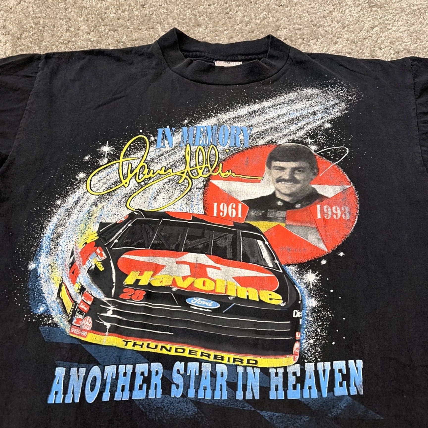 NASCAR VINTAGE 1993 Davey Allison Memorial Black NASCAR Racing T-Shirt Large Mens L Black Racing Memorial Davey Allison 1993 NASCAR Shirt Size US L / EU 52-54 / 3 - 3 Thumbnail