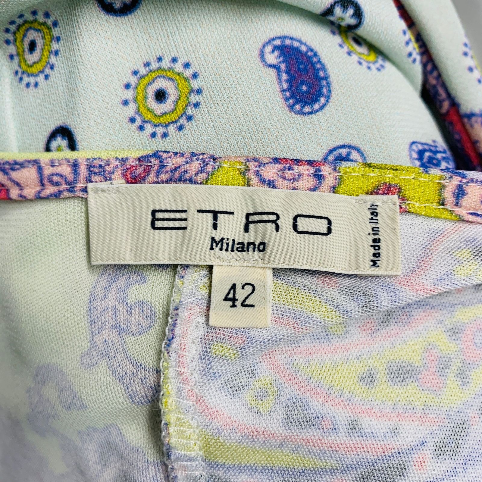 Etro ETRO Size 6 Multi-Color Lilac Viscose Paisley Draped Dress Size M / US 6-8 / IT 42-44 - 4 Thumbnail