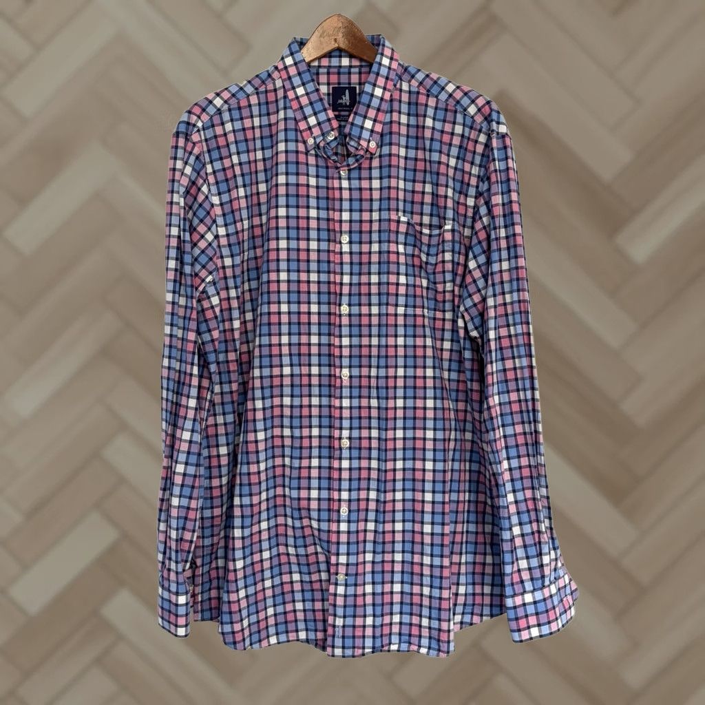 johnnie-O johnnie-O Shirt Mens Pink Blue Plaid Long Sleeve Button Up sz XL Size US XL / EU 56 / 4 - 1 Thumbnail