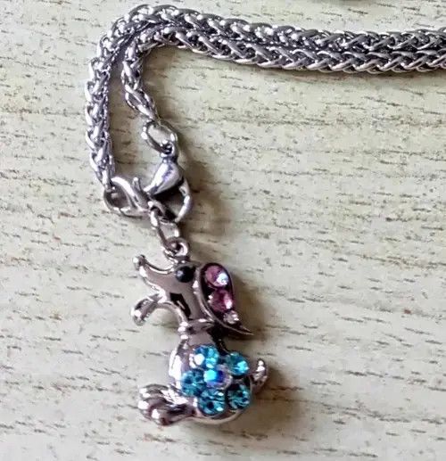 Designer × Japanese Brand Punk Goth Sapphire Rhinestones Bird Buddies Silver Necklace Size ONE SIZE - 4 Thumbnail