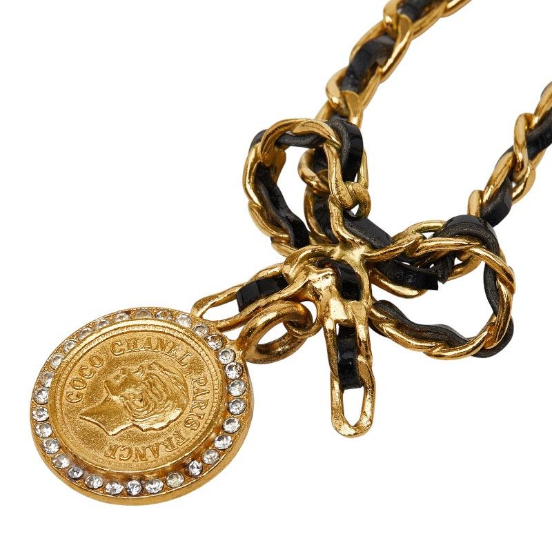 Chanel Chanel Coin Ribbon Necklace Metal Necklace DUTY FREE for USA