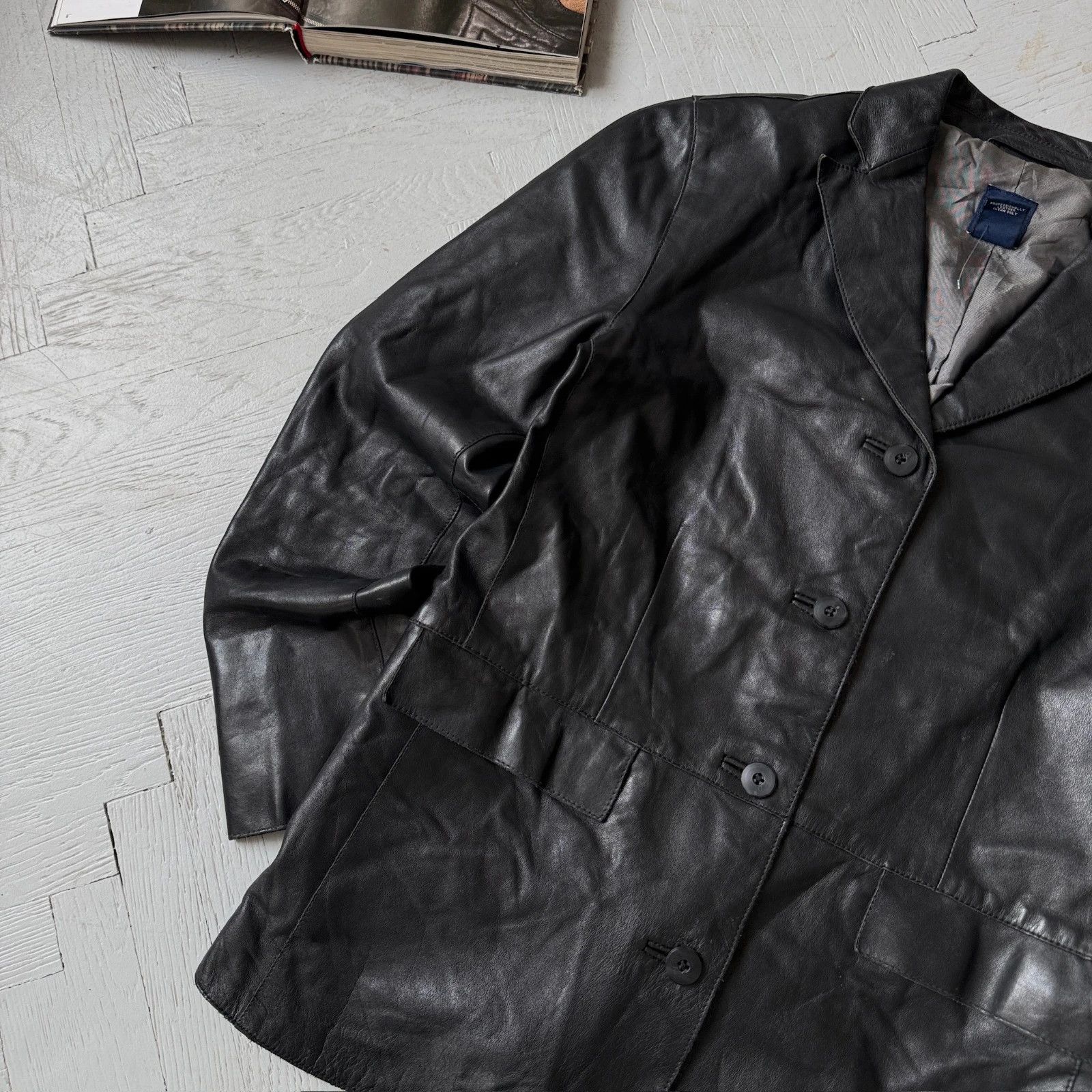Gap Vintage Real Leather Gap Blazer Jacket Size US M / EU 48-50 / 2 - 2 Thumbnail
