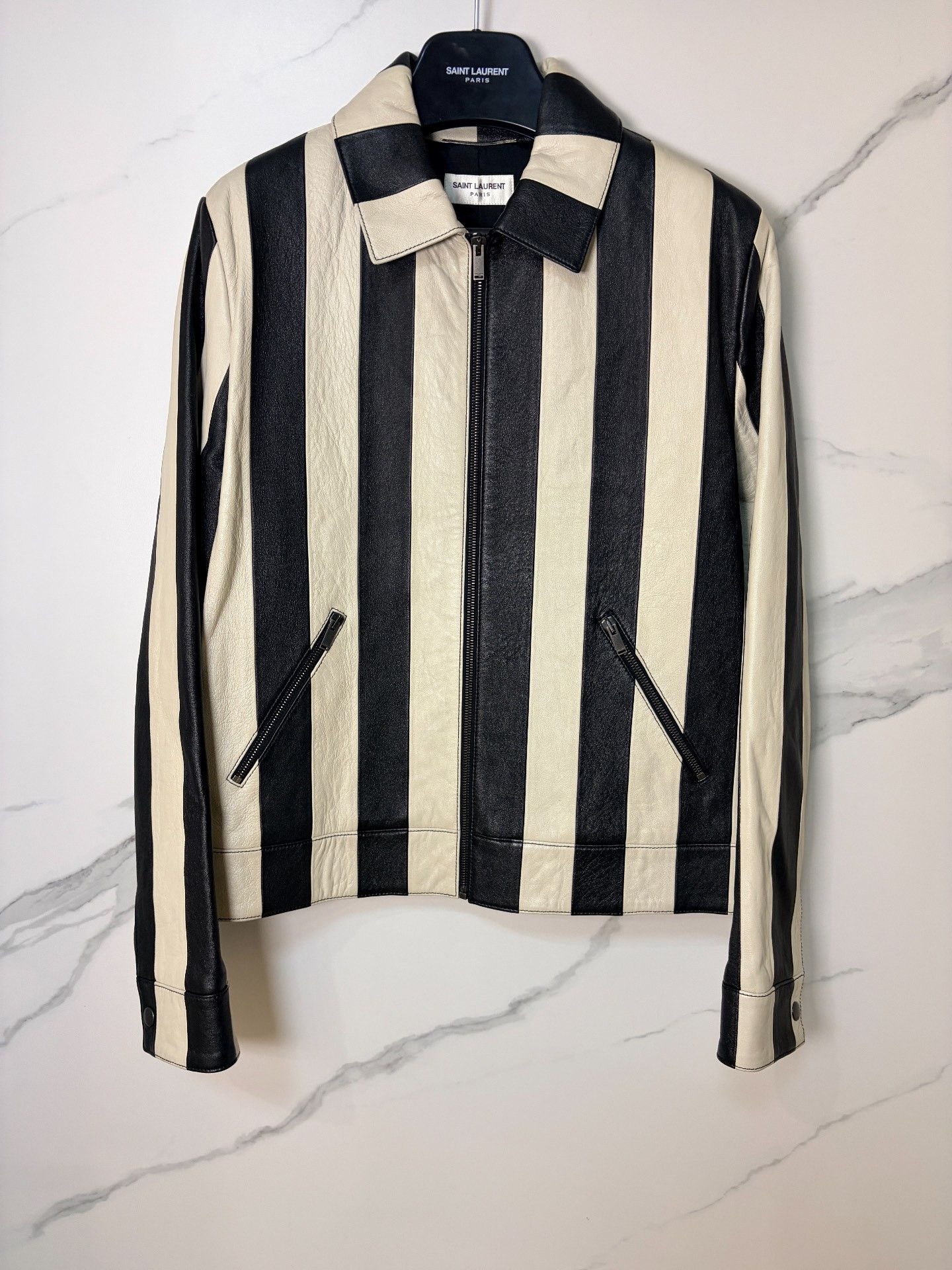 Saint Laurent Paris Saint Laurent SLP Lambskin Striped Jacket Size US M / EU 48-50 / 2 - 1 Thumbnail