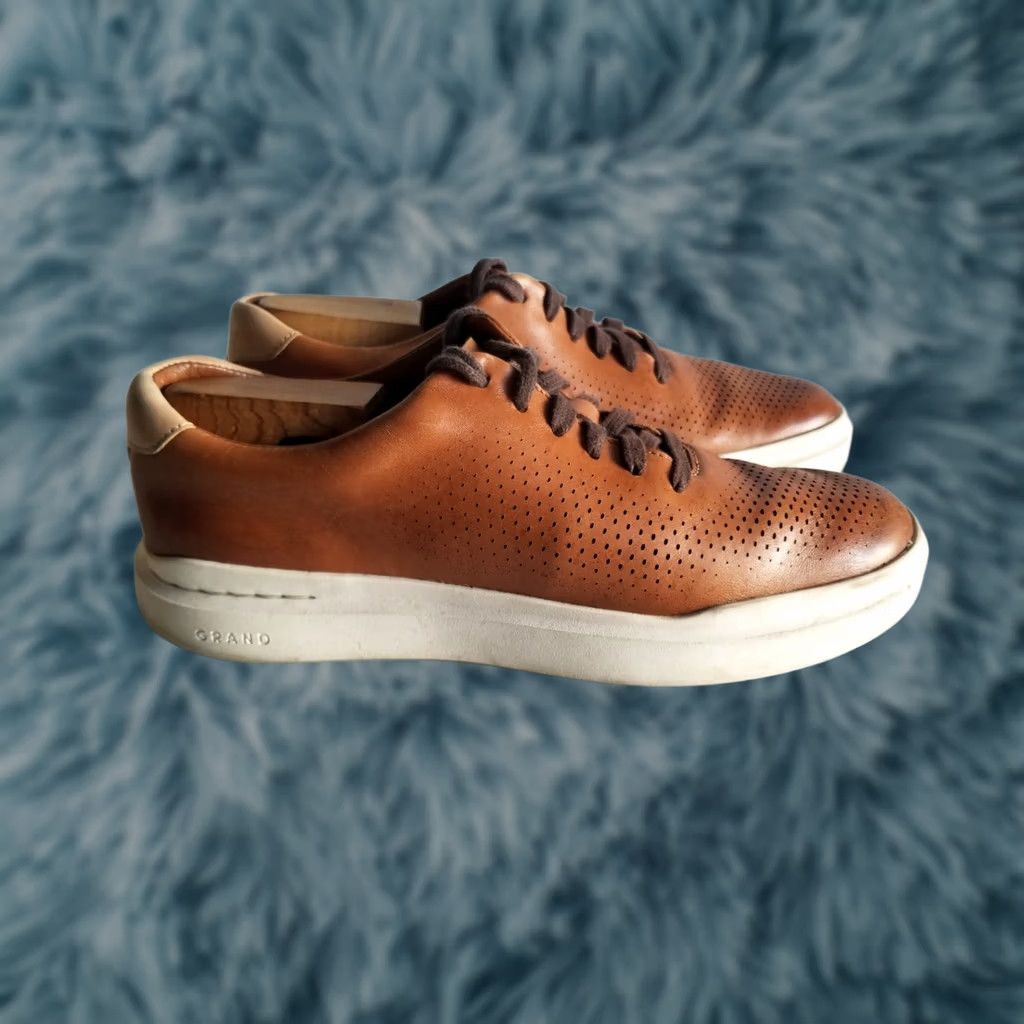 Cole Haan Cole Haan GrandPrø Rally Laser Cut Sneaker Mens Size 7.5 British Tan Leather Brown Style Fashion Sneakers Size US 8 / EU 41 - 1 Thumbnail