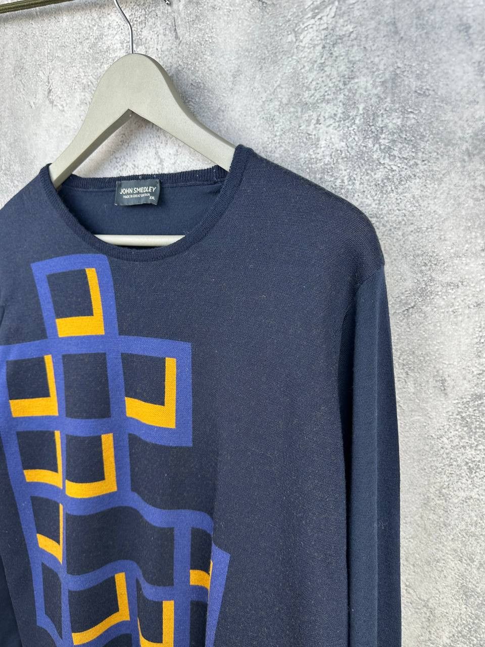 John Smedley John Smedley Crew Neck Sweater Cube Print Merino Wool Size US XXL / EU 58 / 5 - 5 Thumbnail
