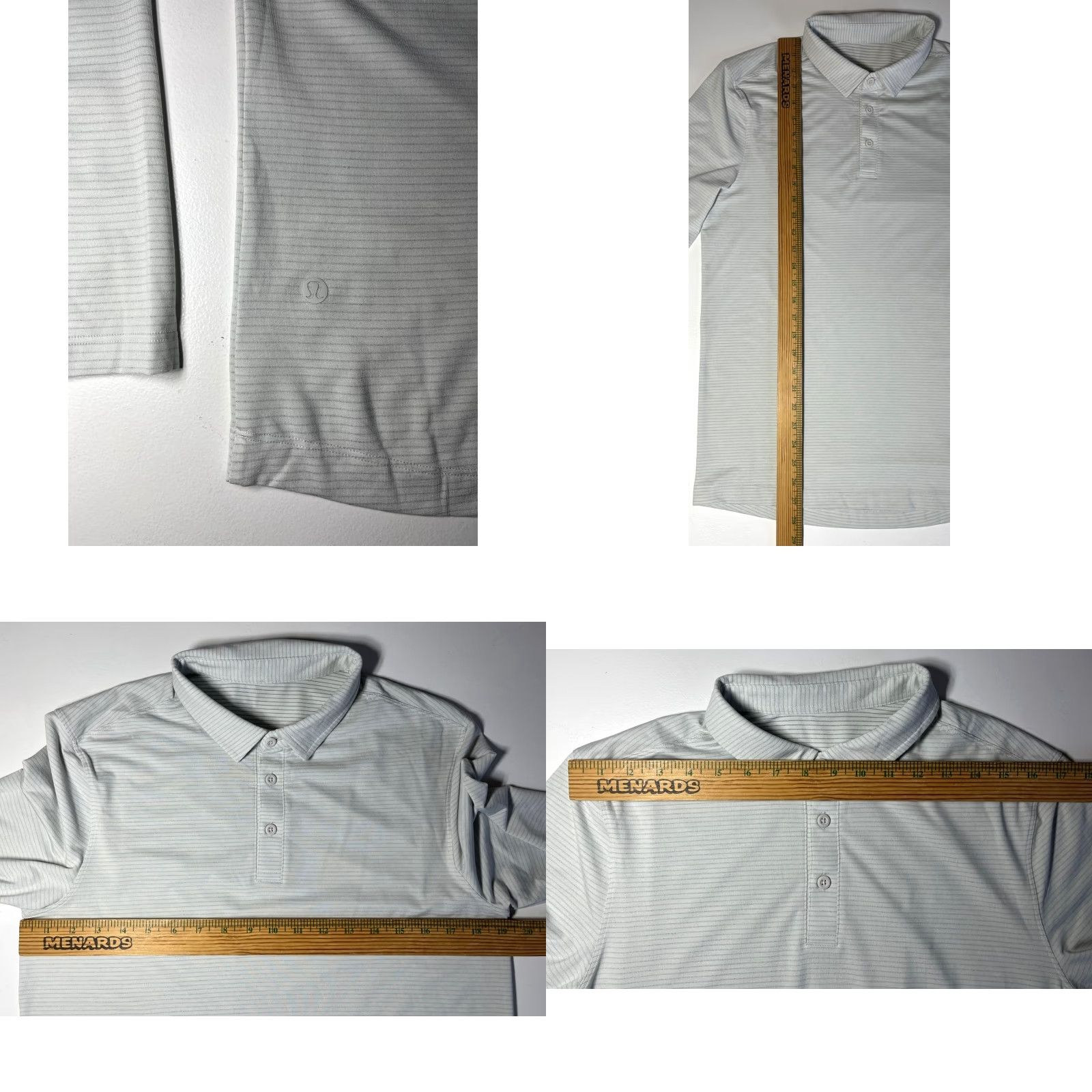 Lululemon Lululemon Men's Long Sleeve Polo Shirt Striped Sz M Light Green Logo Size US M / EU 48-50 / 2 - 8 Thumbnail