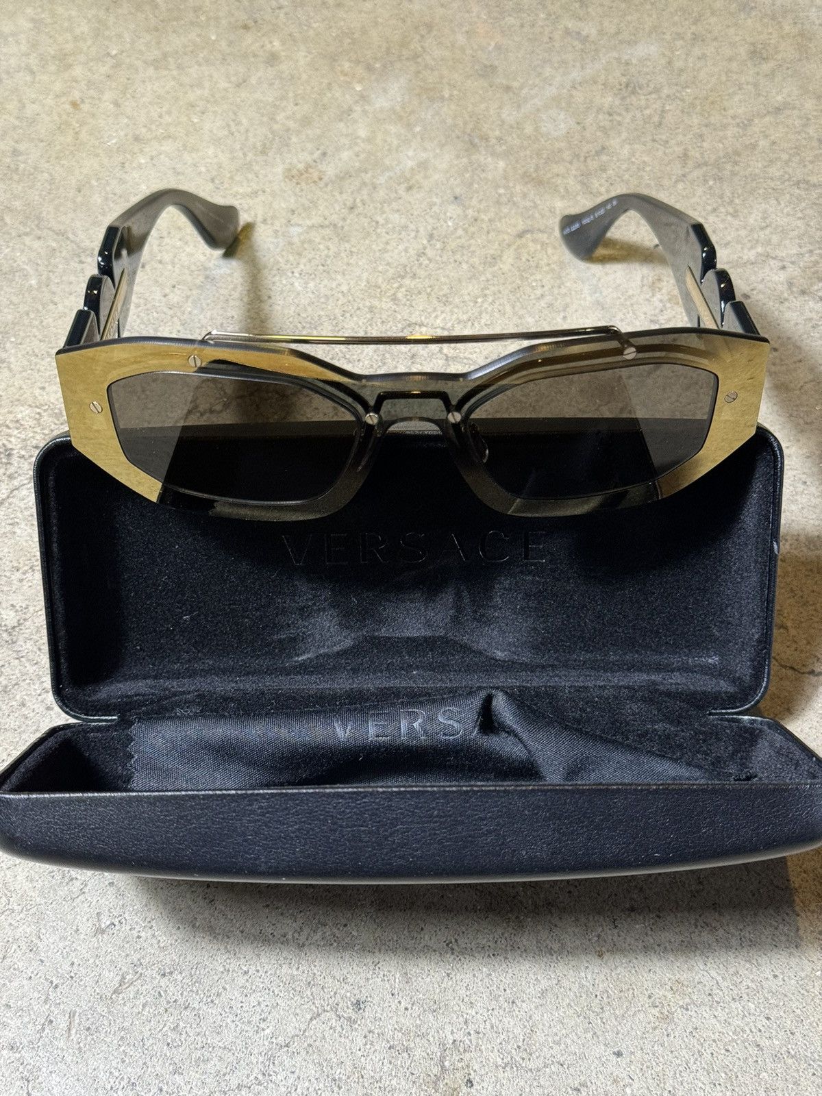 image of Versace Sunglasses in Gold, Men's