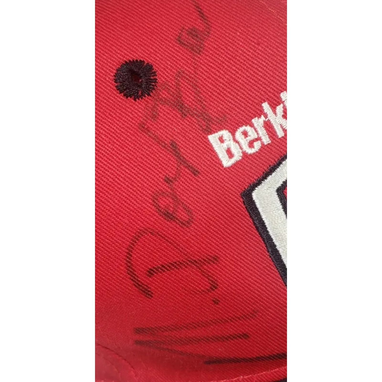 Vintage VINTAGE Berkley Frenzy Snapback Cap Hat Fishing Black Red Pike Bass SIGNED Lure Rod Chamberlain Men One Size Red Twill Cotton Hat Casual Fish Size ONE SIZE - 5 Thumbnail