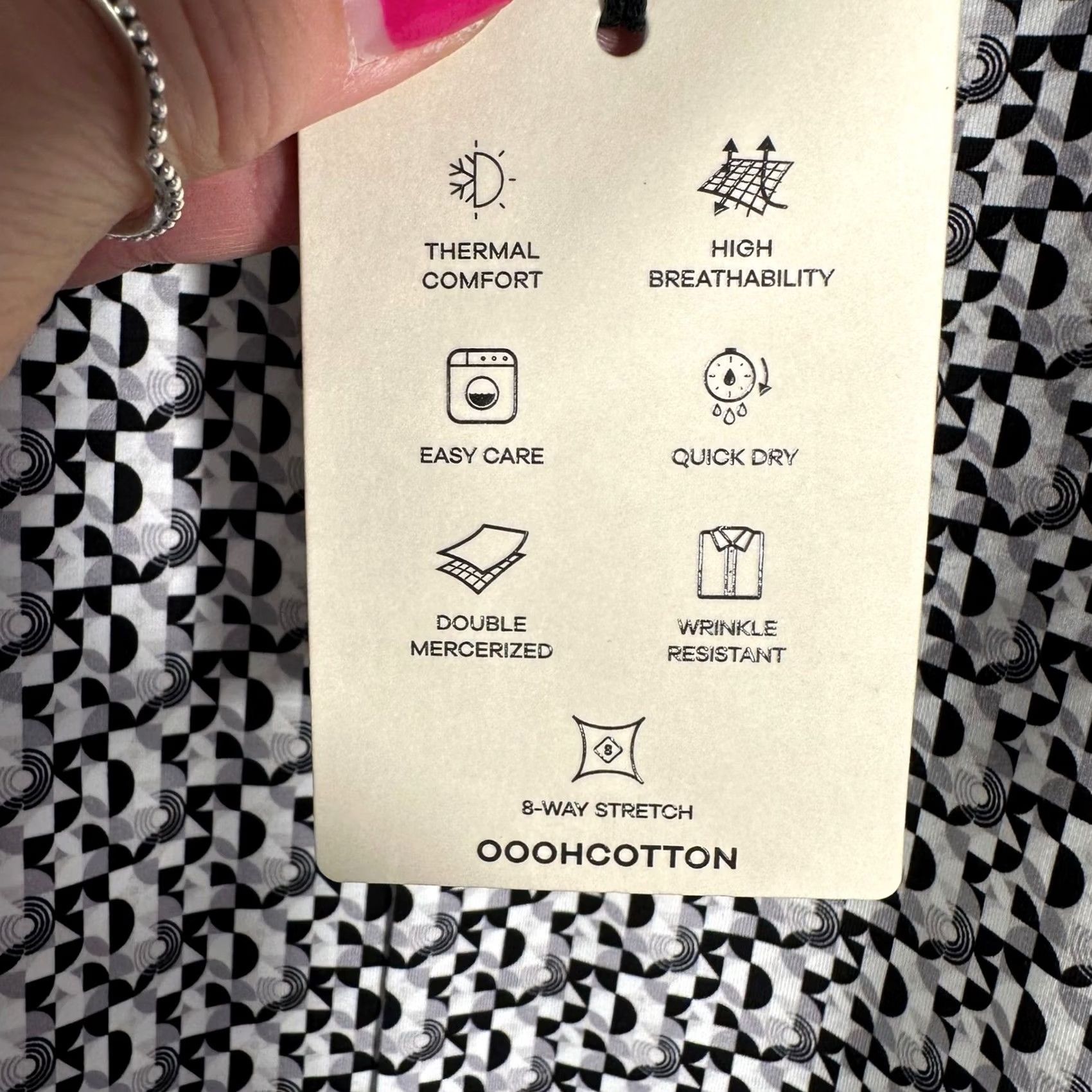 BUGATCHI BUGATCHI OoohCotton Tech Shirt Geometric Print Mens 3XL Cement Big & Tall Button-Up Collared Short Sleeve? Size US XXL / EU 58 / 5 - 6 Thumbnail