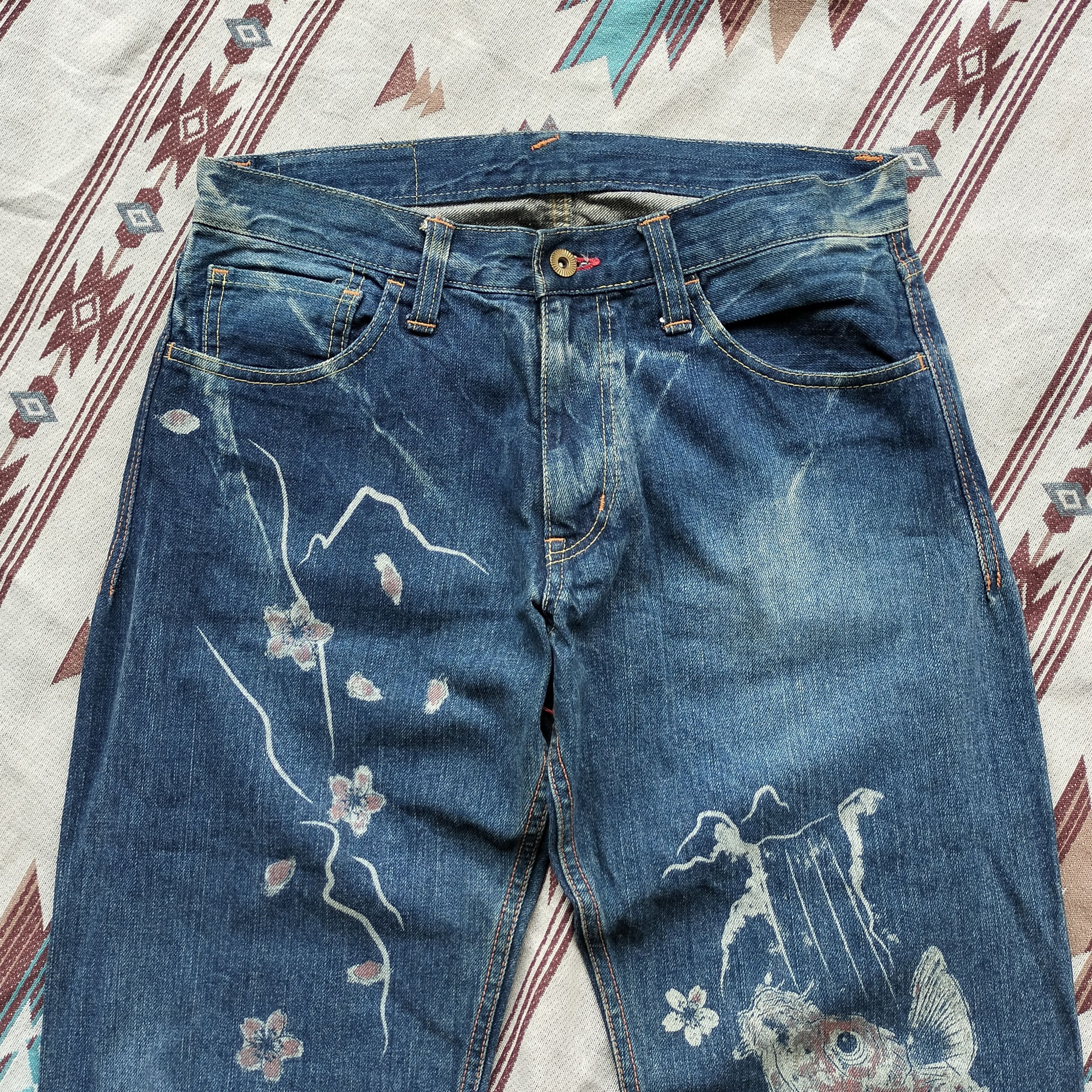 Sugar Cane Vintage japan koi art marble denim Size US 32 / EU 48 - 3 Thumbnail
