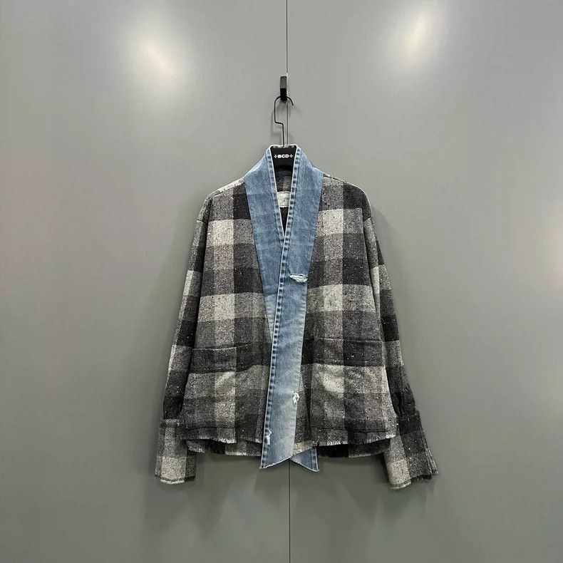 Greg Lauren greg laurenCowboy patchwork plaid shirt 2506-Nextarrow Size US M / EU 48-50 / 2 - 1 Thumbnail