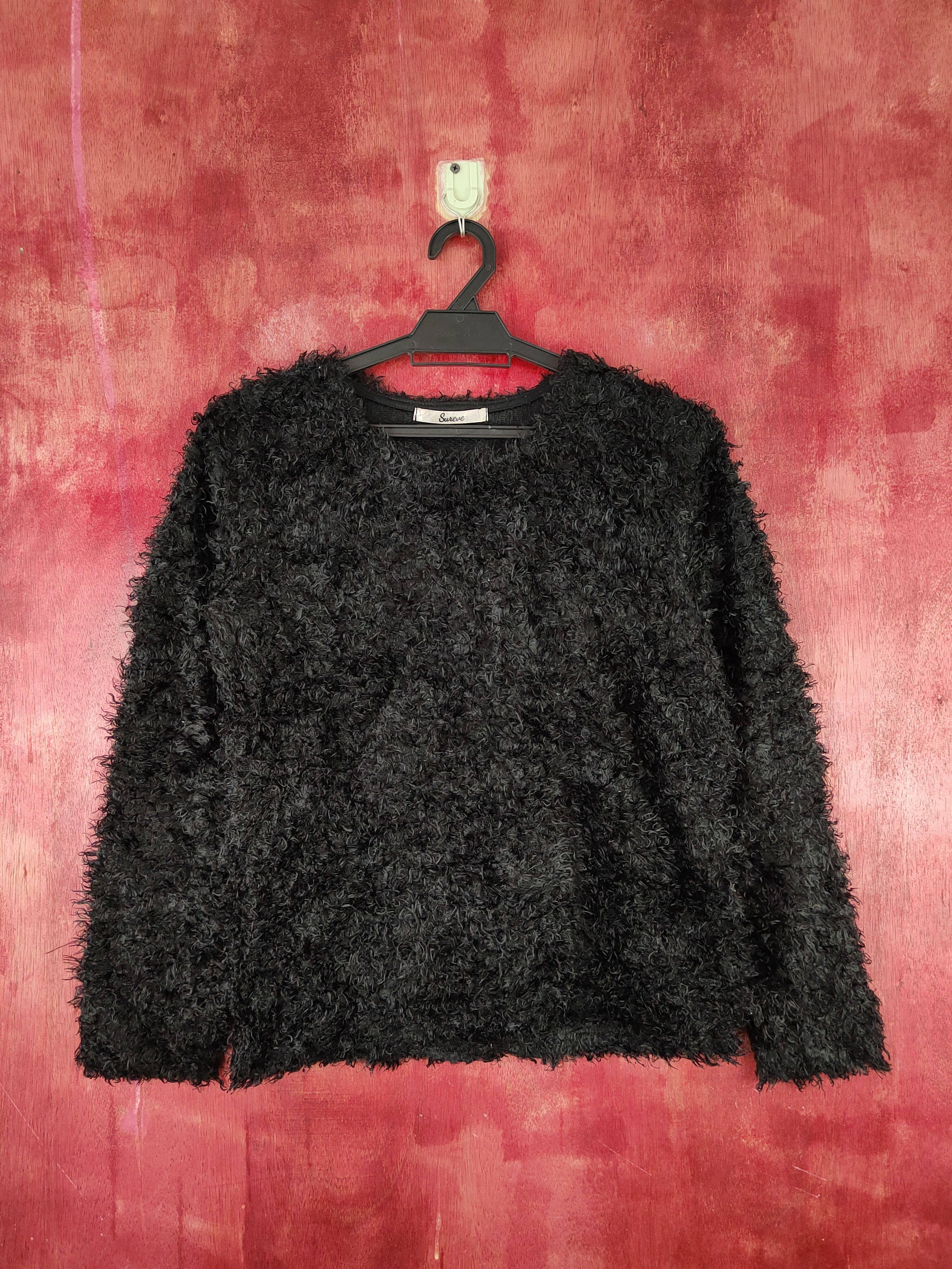 image of Homespun Knitwear x Vintage Sureve Black Shag Shaggy Fur Mohair Knitwear S181885, Women's (Size Med