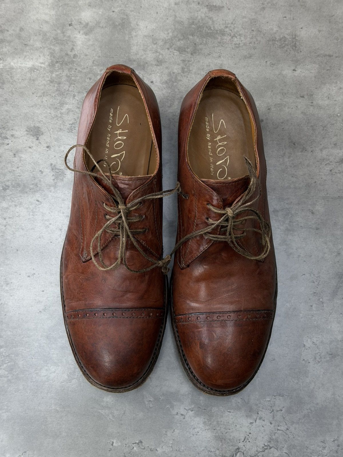 Shoto Shoto Avant-Garde Brown Leather Derby Shoes Handmade Size 42 Size US 9 / EU 42 - 6 Thumbnail