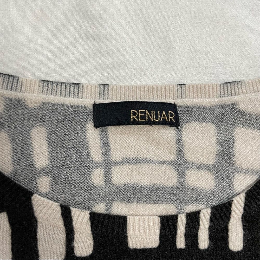 Renuar New Renuar Black White Geometrical Pattern Sweater Tunic Si Size XS / US 0-2 / IT 36-38 - 7 Thumbnail