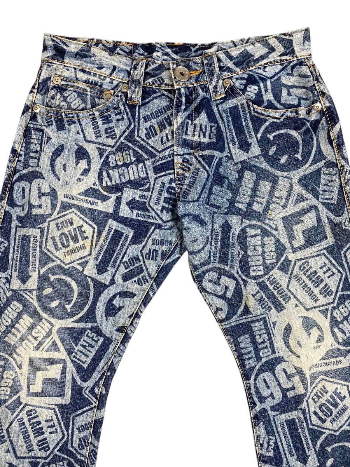 Japanese Brand Y2K 2000’s CO&LU “Stamp Print” Denim Size US 32 / EU 48 - 2 Thumbnail