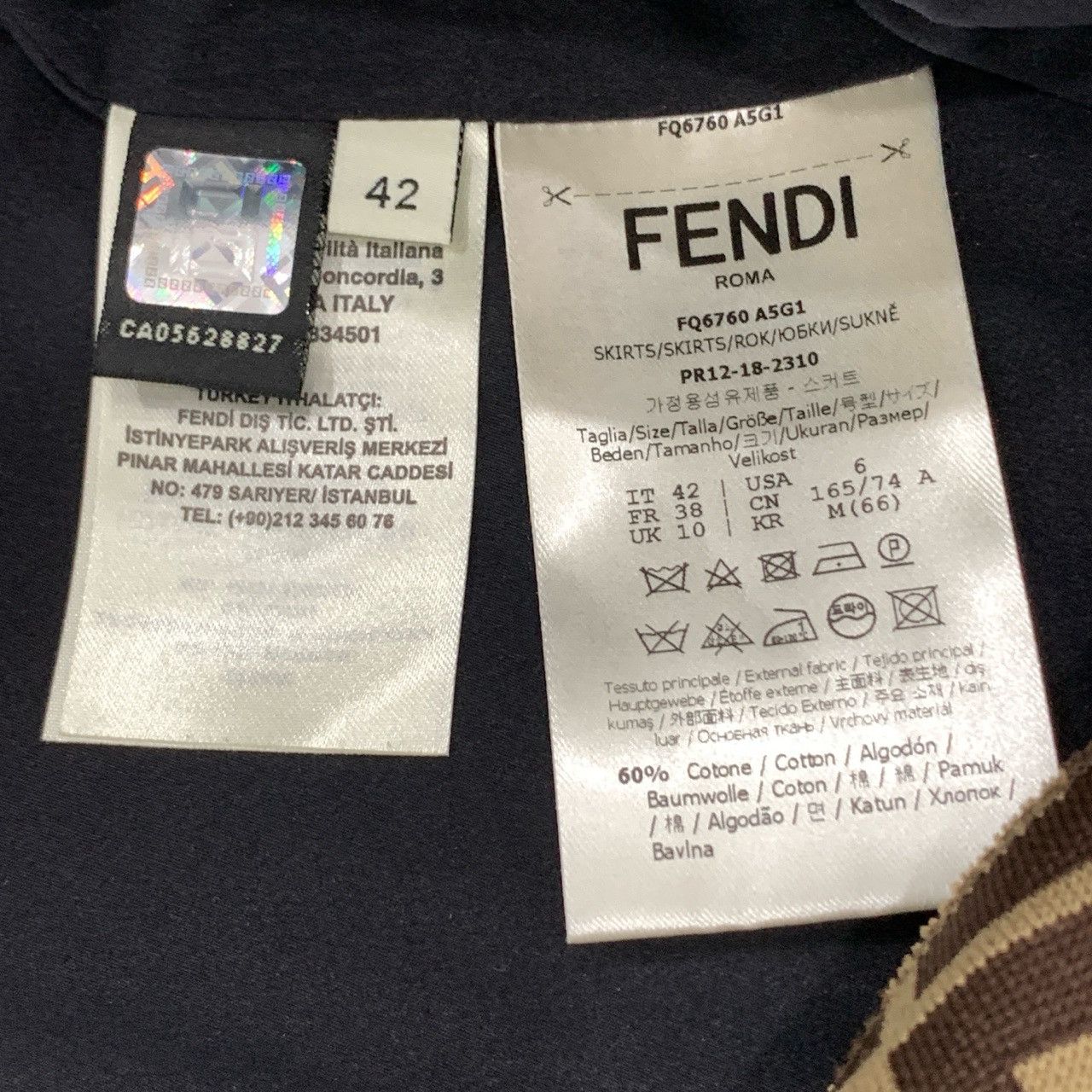 Fendi Fendi Logo Monogram Print Brown Cotton-Silk Mini Skirt Size 30" / US 8 / IT 44 - 6 Thumbnail
