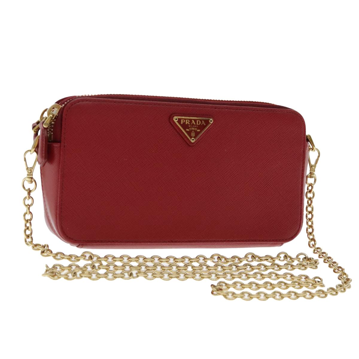 Prada Saffiano Red Calfskin Shoulder Bag (Pre-Owned) Size ONE SIZE - 1 Thumbnail