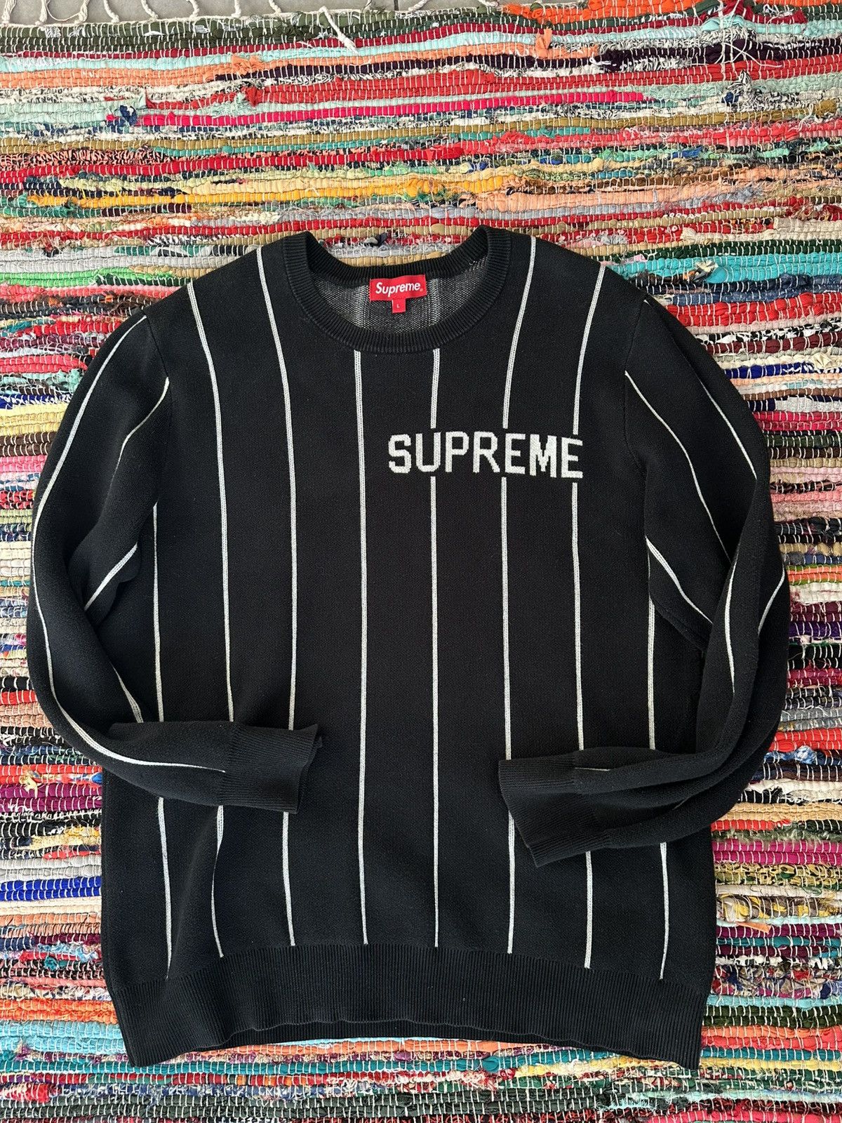 Supreme Supreme 13 AW Wide Pinstripe Sweater striped Size US L / EU 52-54 / 3 - 1 Thumbnail