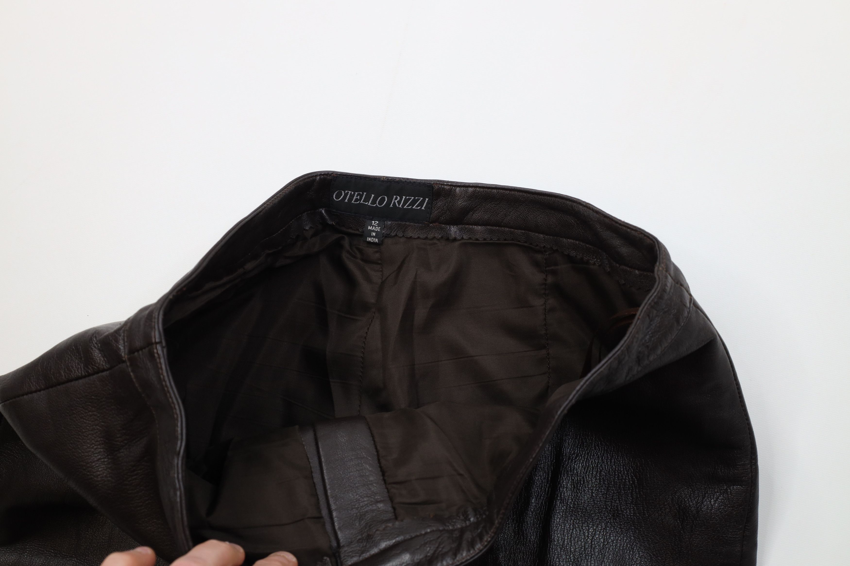 Vintage Vintage 90s Streetwear Flared Leather Pants Trousers Brown Size 34" / US 12 / IT 48 - 9 Thumbnail
