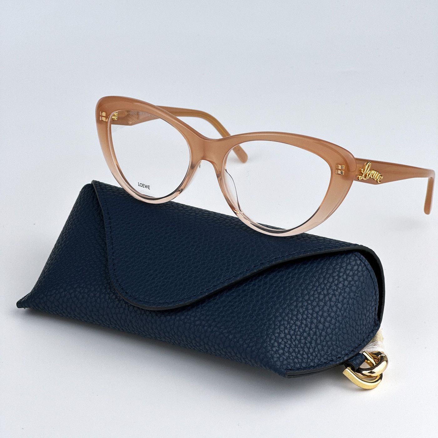 image of New Loewe Lw50040I 072 Cat Eye Women Eyeglasses Lw 50040I in Beige Nude/Demo