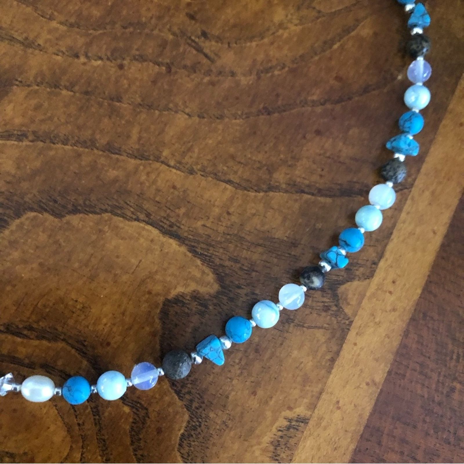 Handmade Handcrafted elegant mixed genuine stone and pearl necklace Size ONE SIZE - 9 Thumbnail