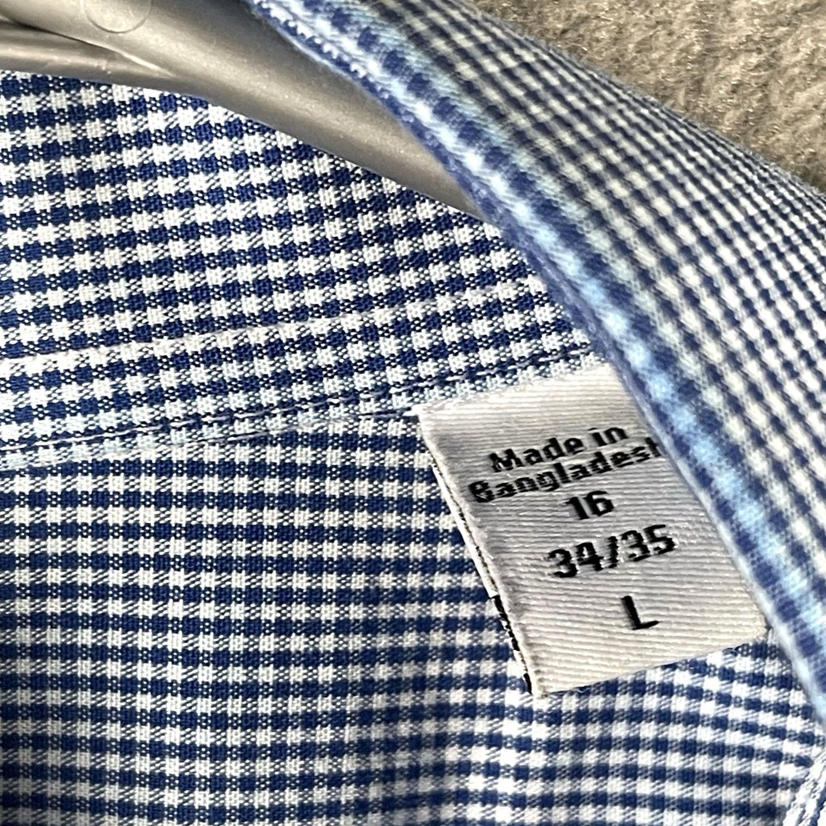 Calvin Klein Calvin Klein Dress Shirt Blue Check Long Sleeve 16 34/35 100% Cotton Large Slim VINTAGE Size US L / EU 52-54 / 3 - 7 Thumbnail