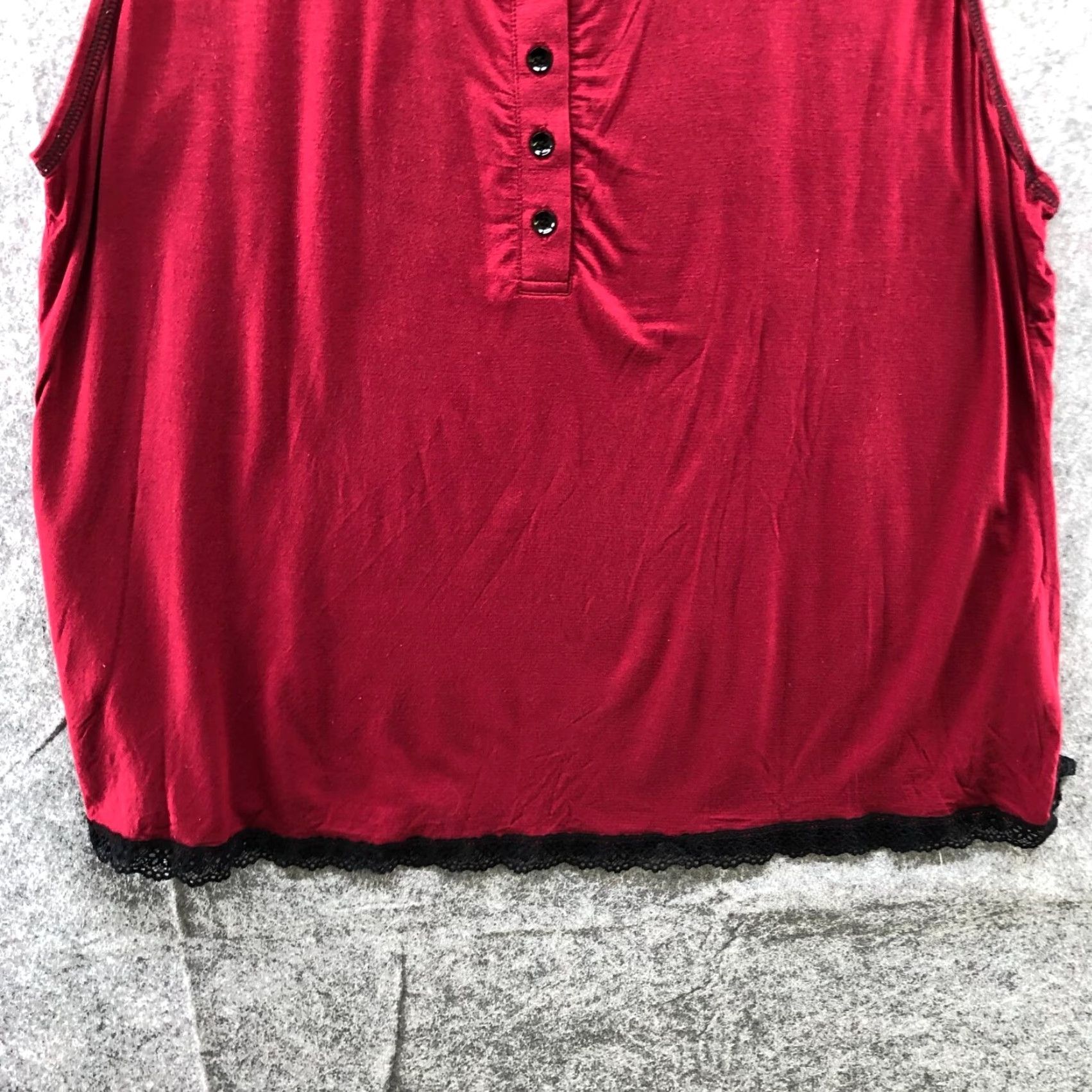 Vintage Ekouaer Womens Top Size XXL Red Lace Trim Jersey Knit Pajama Lounge Size XXL / US 16-18 / IT 52-54 - 4 Thumbnail