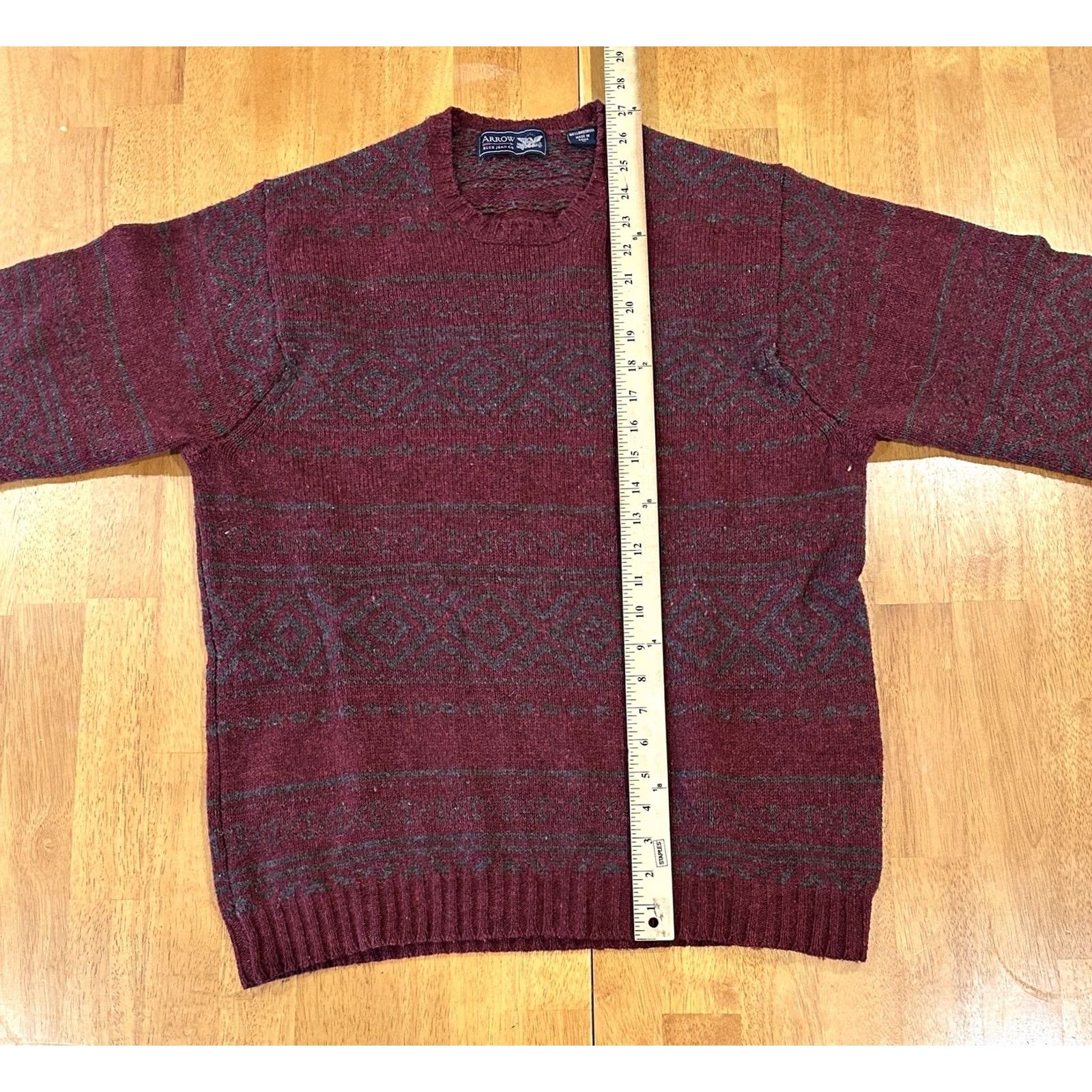 Arrow Arrow Blue Jean Co. Sweater Crewneck Wool M Red Men Medium Ski Vintage No Size US M / EU 48-50 / 2 - 6 Thumbnail