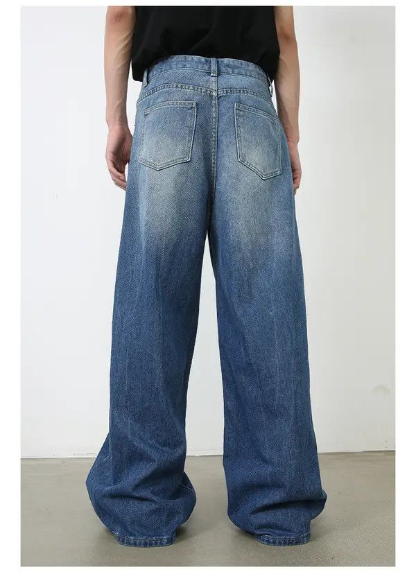 Japanese Brand Min Lightning pattern loose straight vintage washed jeans Size US 34 / EU 50 - 6 Thumbnail