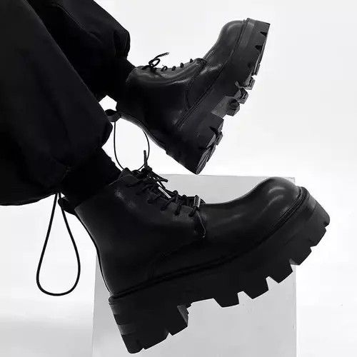 VIBE Black Thick Sole Big Head Derby Boots Size US 8 / EU 41 - 2 Thumbnail