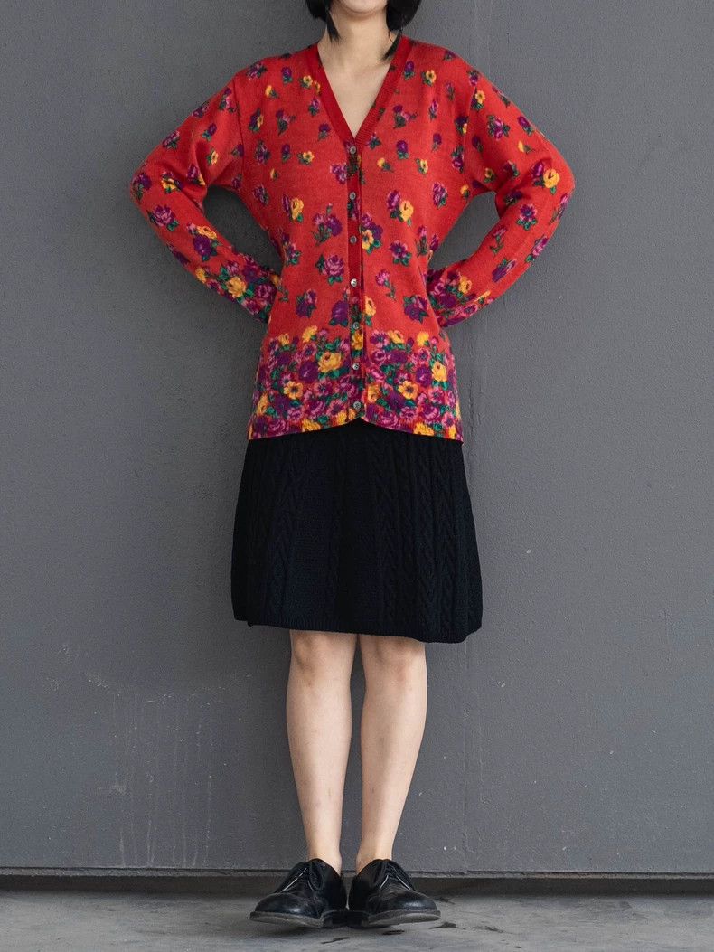 Kenzo KENZO Red floral knit sweater vintage Size XS / US 0-2 / IT 36-38 - 2 Thumbnail