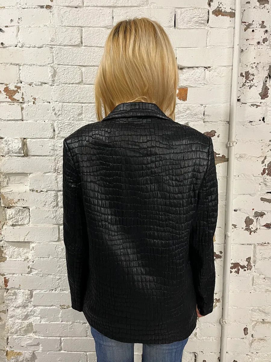 Dries Van Noten Dries van Noten Crocodile Effect Quilted Black Blazer Size XS / US 0-2 / IT 36-38 - 3 Thumbnail