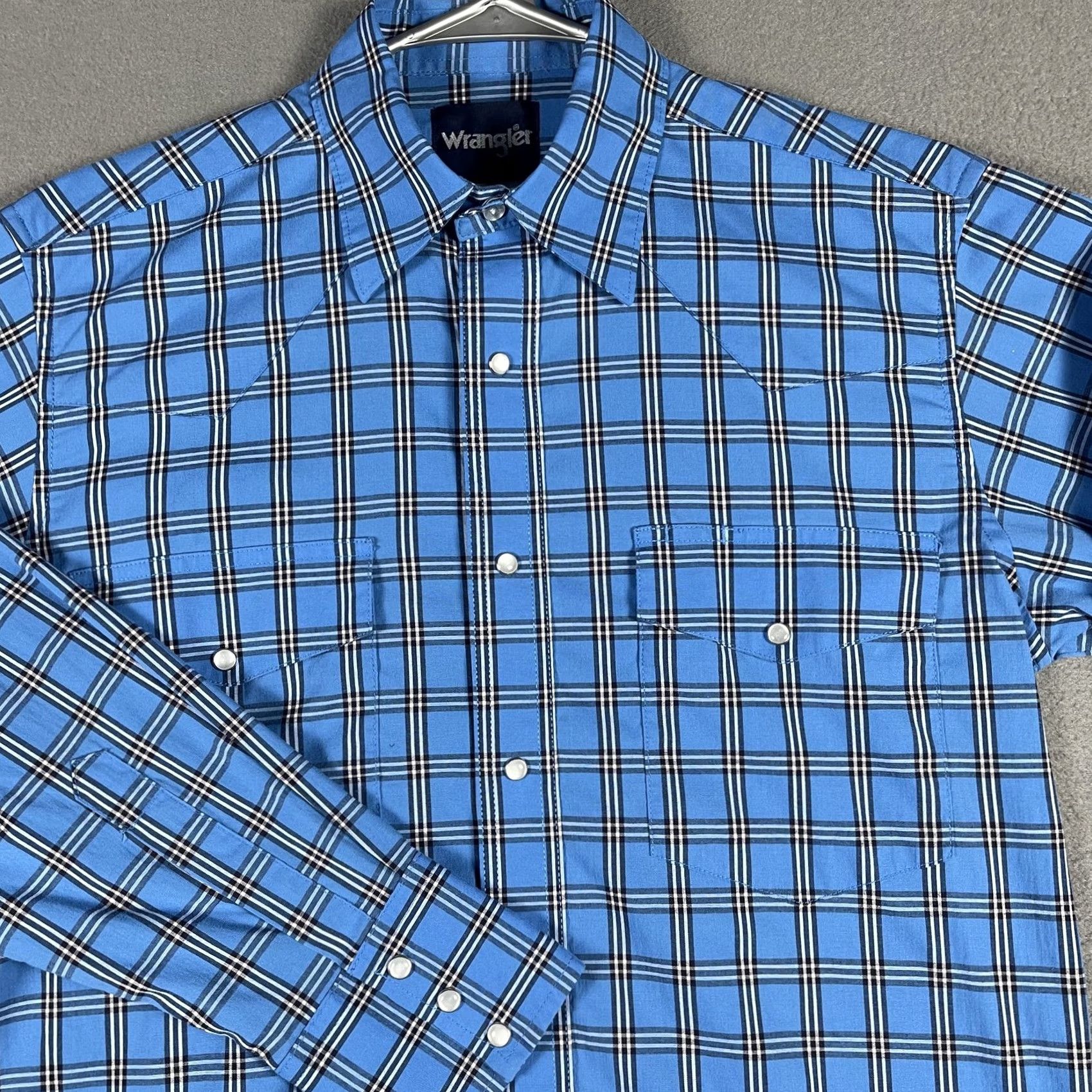 Wrangler Wrangler Shirt Mens Medium Blue Plaid Western Pearl Snap Long Sleeve MWR345B Size US M / EU 48-50 / 2 - 2 Thumbnail