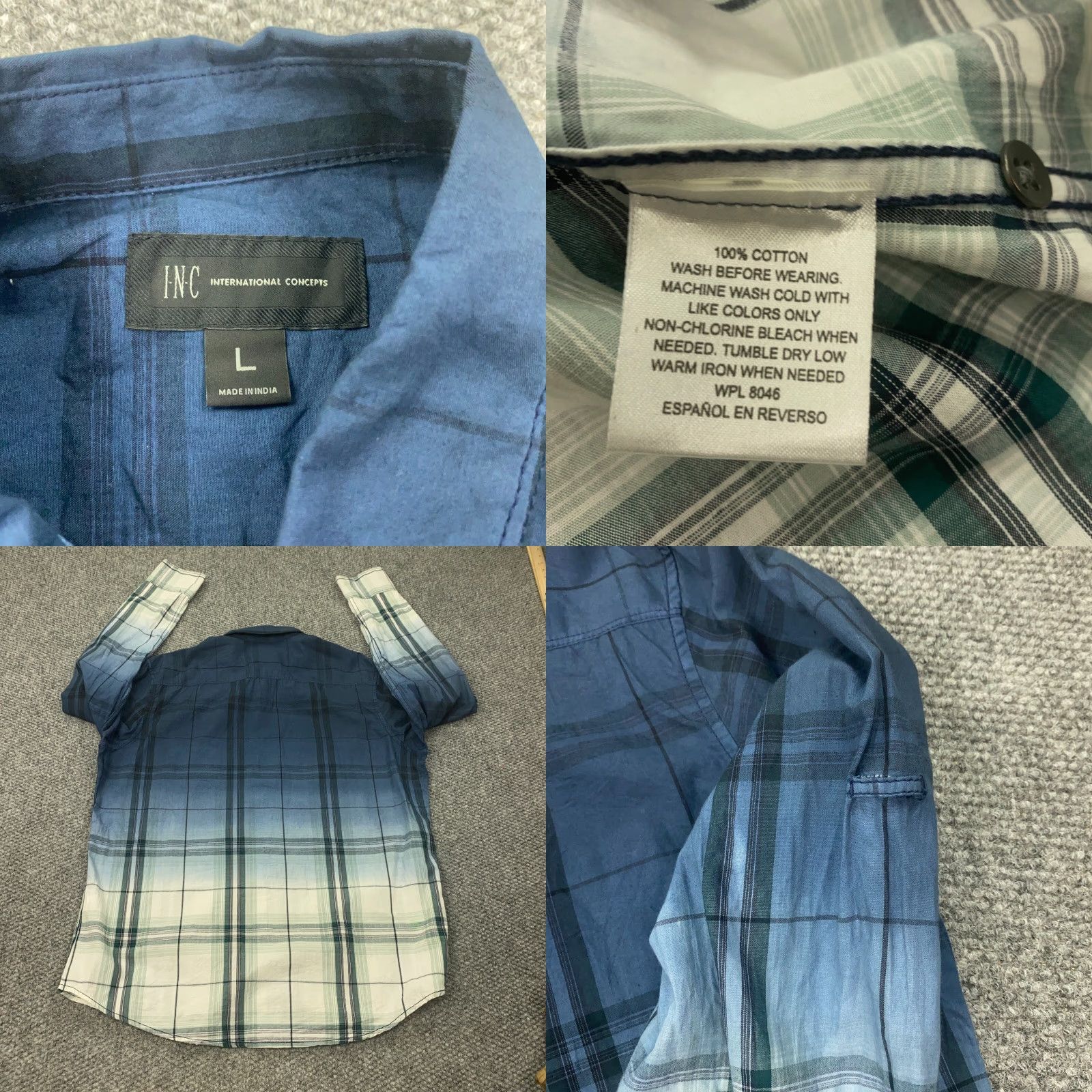 Vintage VINTAGE INC Flannel Shirt Blue Plaid Long Sleeve Mens Large Button-Up Casual Size US L / EU 52-54 / 3 - 8 Thumbnail