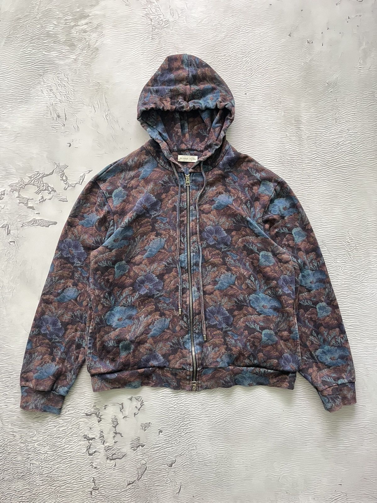 Etro Zip Hoodie Floral Hoodie Navy Men's Size M