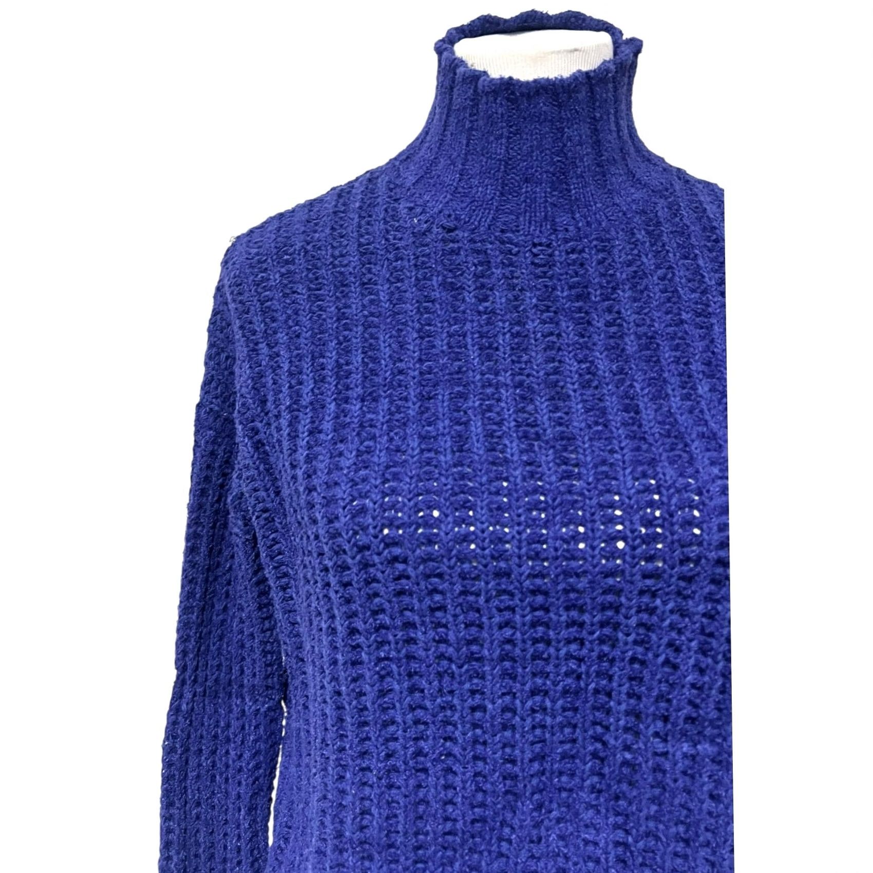 Vintage Tularosa Merle Sweater Marble Blue Women’s Small Cotton Blend Soft Mock Neck Pullover Casual Bohemian Designer Womens Mens Size S / US 4 / IT 40 - 3 Thumbnail