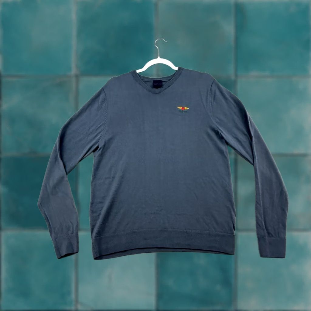 Vintage Dunning Merino Wool Knit Men M Blue Lightweight Pullover Sweater Long Sleeve Mock Neck Knit Style 1/4 Zip Outdoor Breathing Size US M / EU 48-50 / 2 - 1 Thumbnail
