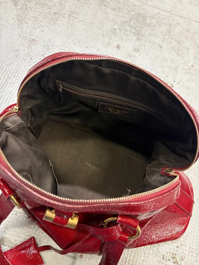 Yves Saint Laurent AW2008 Saint Laurent Bordeaux Patent Leather Muse Barrel Bag Size ONE SIZE - 9 Thumbnail