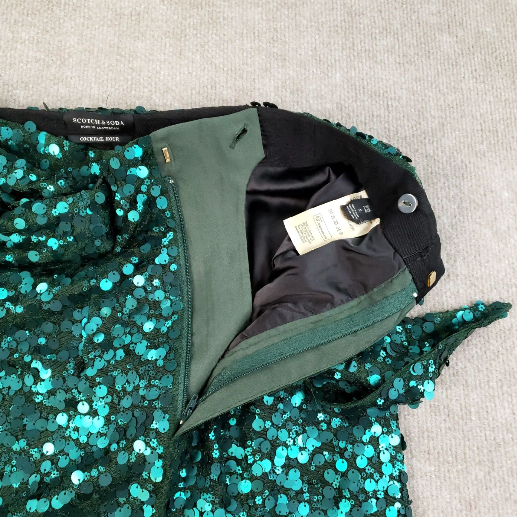 Scotch & Soda VINTAGE Scotch & Soda Skirt Women Small Green Sequin A-Line Knee Length Belted Casual Shimmer Size 28" / US 6 / IT 42 - 6 Thumbnail
