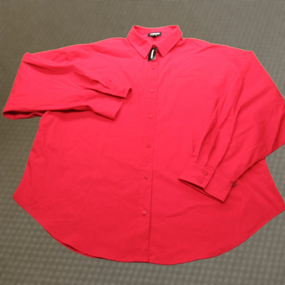 Express VINTAGE? No - Express Shirt Womens Large Red Button-Up Long Sleeve Casual NEW Size L / US 10 / IT 46 - 1 Thumbnail