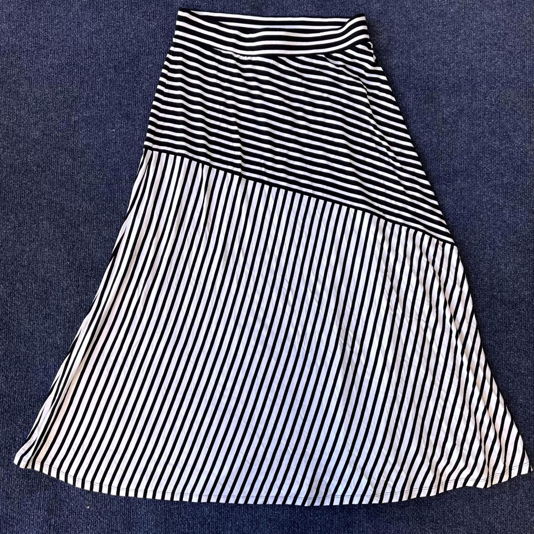 Vintage INC International Concepts Skirt Womens Large Black White Stripe A-Line Midi Size 36" / US 14 / IT 50 - 6 Thumbnail