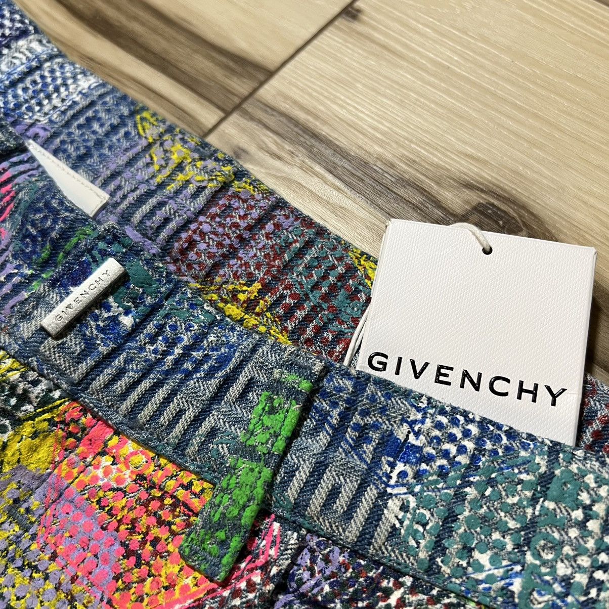 (B).Stroy × Givenchy 4G Monogram Paint Graphic Jeans Size US 33 - 11 Thumbnail