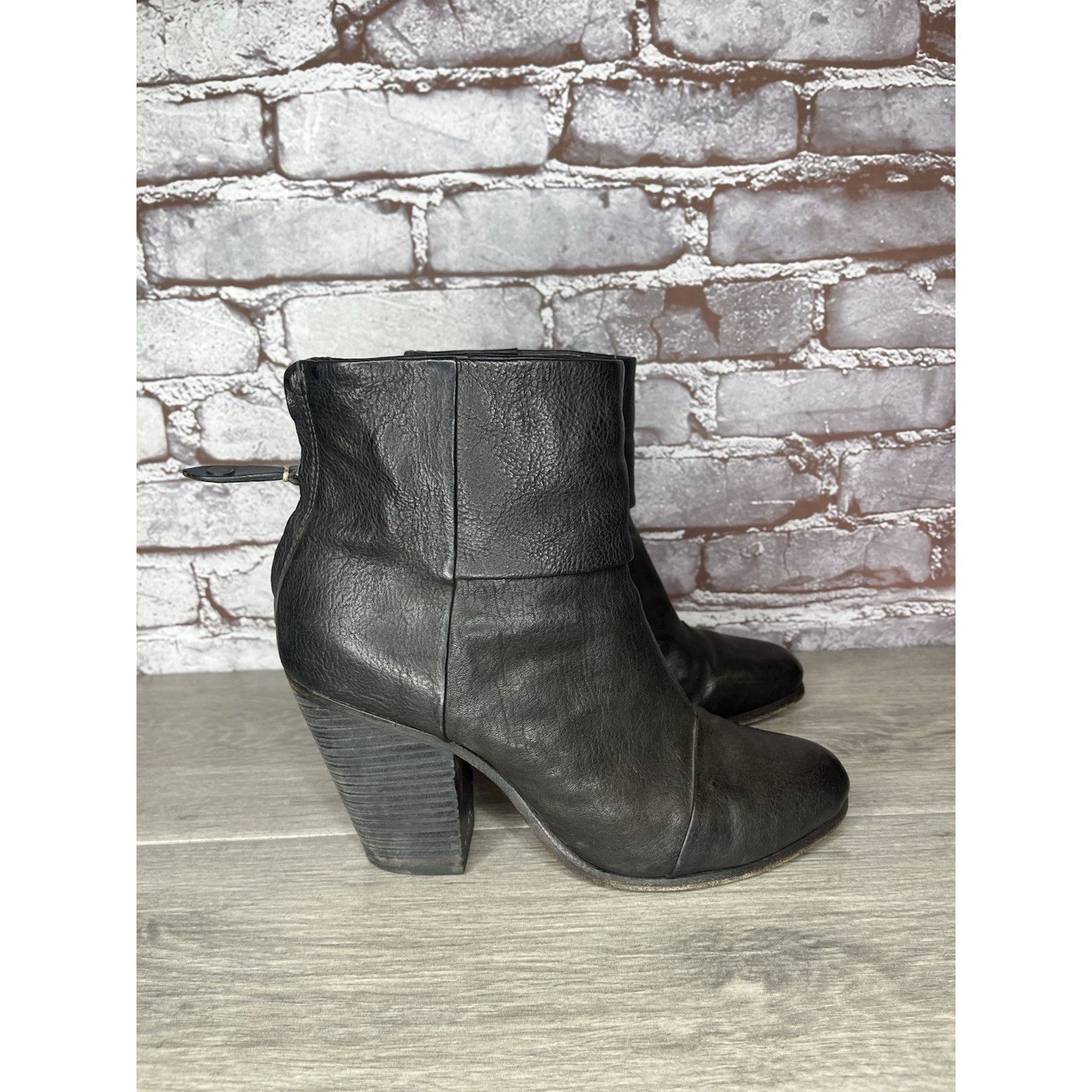 Rag & Bone Rag Bone Newbury Black Leather Stacked Heel Ankle Booties Wo Size US 8 / IT 38 - 14 Thumbnail