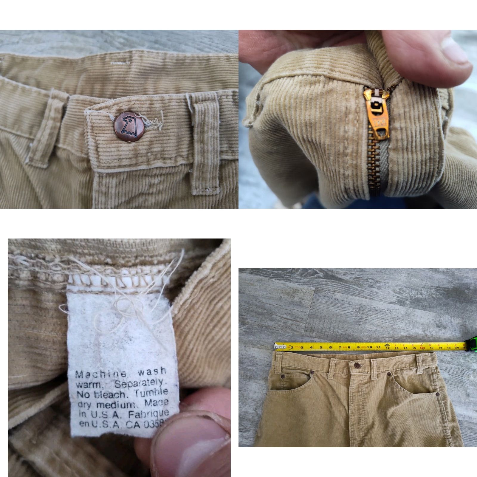 BB Dakota VTG Dakota Corduroy Straight Pants Mens 36x34 80s Western Tan Beige Workwear Made United States USA Size US 36 / EU 52 - 8 Thumbnail