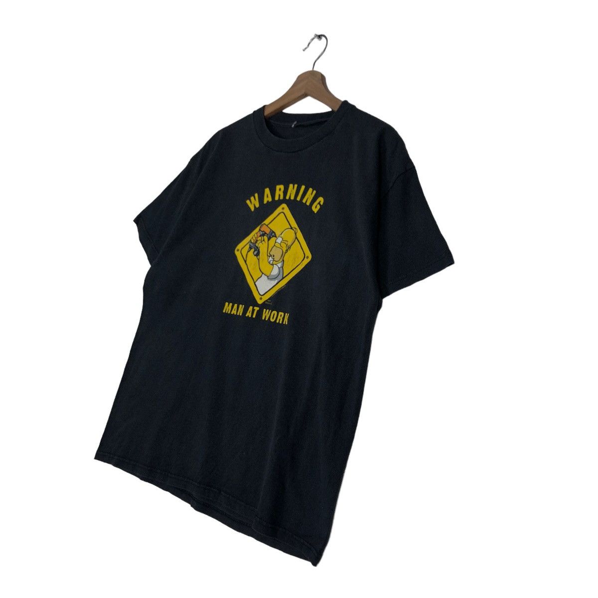 Cartoon Network 🔥Vintage The Simpson Warning Man At Work Big Logo Tee Size US M / EU 48-50 / 2 - 2 Thumbnail