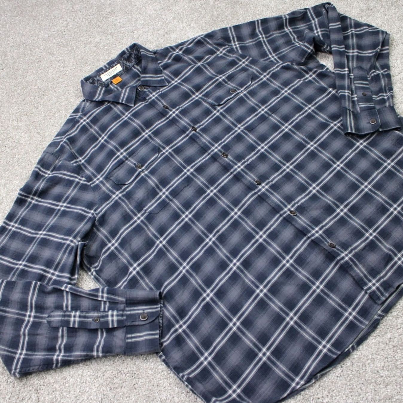 Vintage Tailor Vintage Shirt Mens 2XL Blue Plaid Flannel Button-Up Long Sleeve Casual Workwear Size US XXL / EU 58 / 5 - 5 Thumbnail
